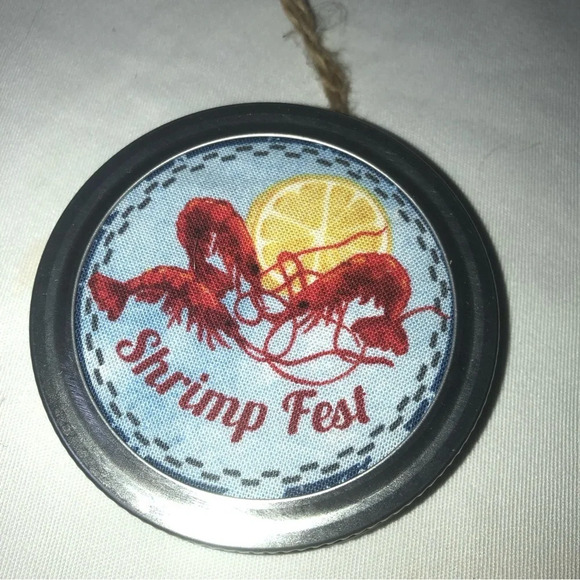 5/$25 
Set Handmade In Nova Scotia Christmas Tree Ornaments Fabric Mason Lid - Picture 6 of 6